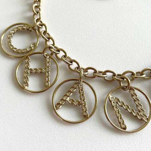 💥SOLD💥 CHANEL 2019 Crystal Embellished CC ‘CHANEL’ Letters Oversized Necklace - Picture 3 of 6